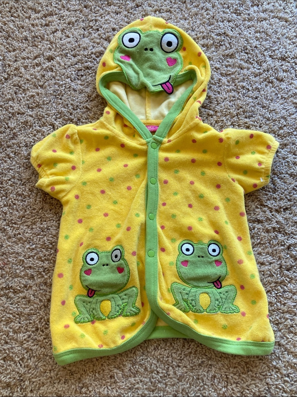 Kids Yellow Frog Hooded Swim Coverup